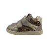 Sneaker primo passo in pelle laminata e glitter con velcro