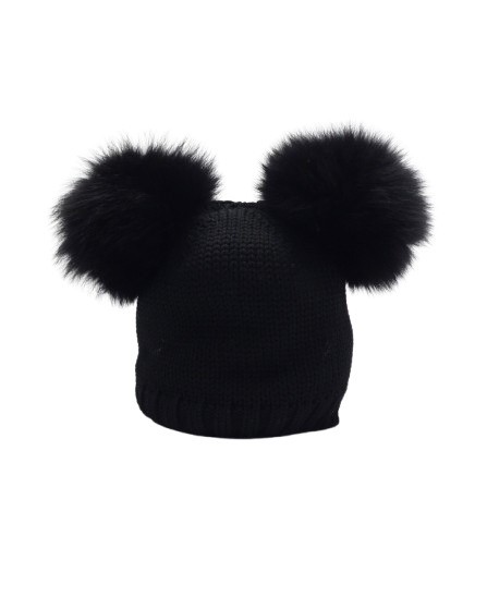 Cappello con doppio pon pon e collo