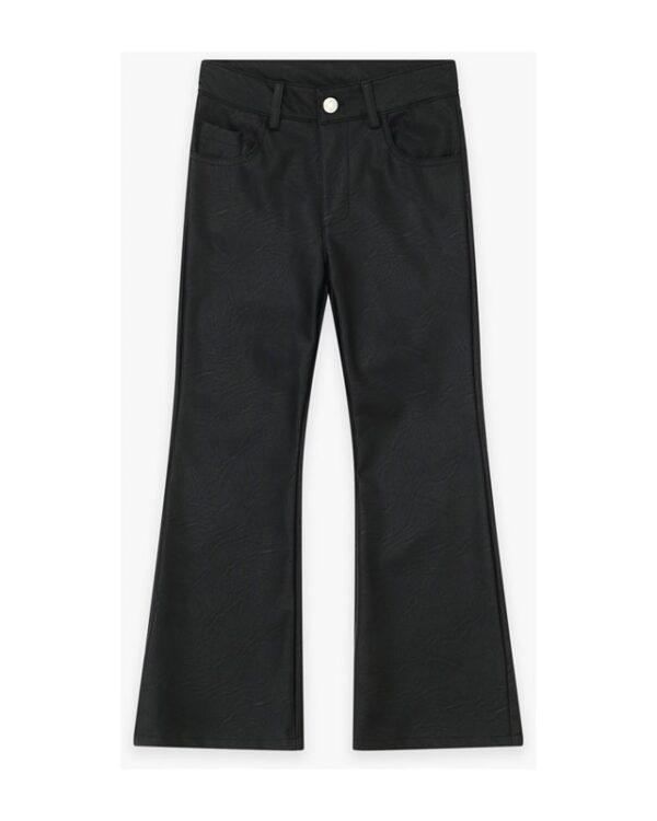 Pantalone con zip a zampa in ecopelle