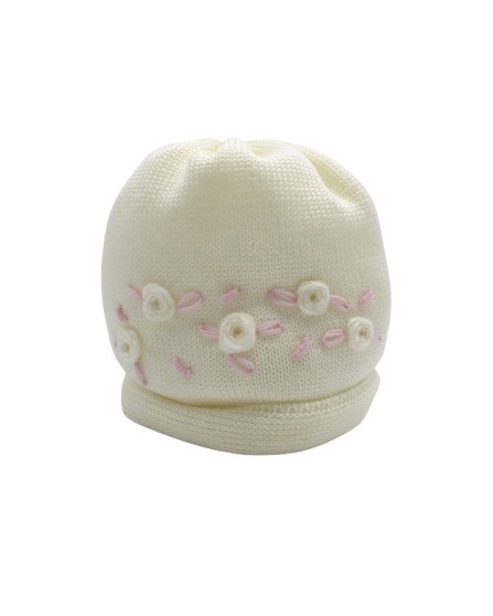Cappello con roselline ricamate