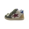 Sneaker primo passo in pelle e camoscio con doppio velcro