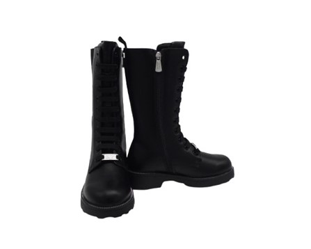 Anfibio alto in eco pelle con lacci e zip