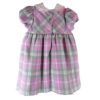 Vestito fantasia tartan con ricamo punto smock