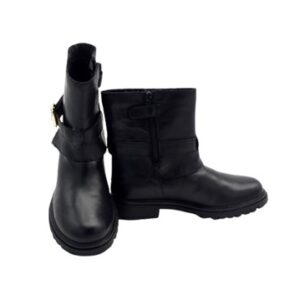 Stivaletto in pelle con fibbia laterale e zip