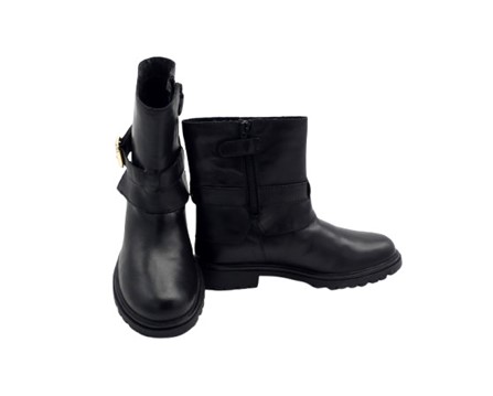 Stivaletto in pelle con fibbia laterale e zip