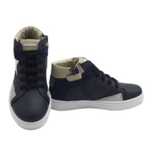 Sneaker alta in pelle con lacci e zip