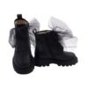 Anfibio in pelle con lacci in tulle e zip