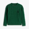 Maglione in cotone a trecce con logo