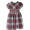 Vestito fantasia tartan con ricamo punto smock