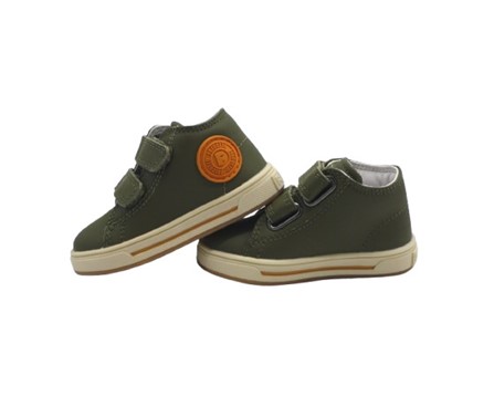 Sneaker primo passo in pelle con doppio velcro