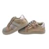 Sneaker primo passo in pelle laminata con lacci e zip