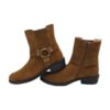 Stivale texano in camoscio con anello laterale e zip