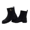 Stivaletto in pelle con fibbia laterale e zip