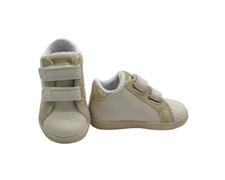 Sneaker primo passo in pelle con doppio velcro