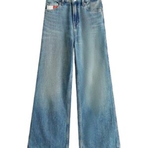 Pantalone in denim con bandiera sulla tasca