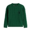 Maglione in cotone a trecce con logo