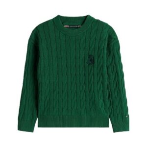 Maglione in cotone a trecce con logo