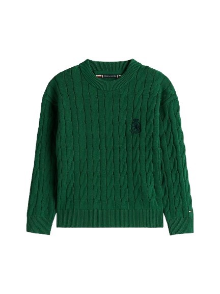 Maglione in cotone a trecce con logo