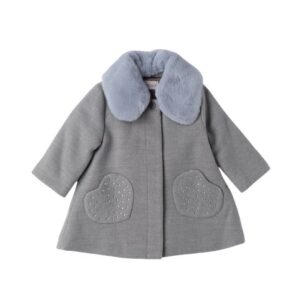 Cappotto collo pelliccia removibile e taschine con strass