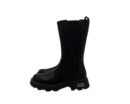 Stivale in eco pelle con inserti elastici laterali e zip