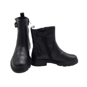 Stivaletto in pelle con fibbia laterale e zip