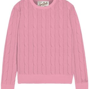 Maglione con trecce e ricamo logo sul polso