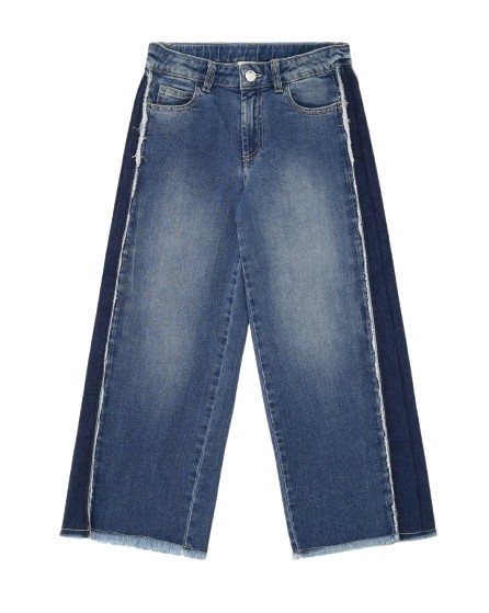 Pantalone in denim bicolor