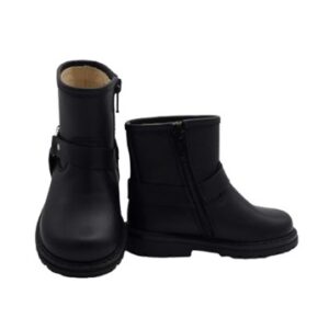 Stivaletto in pelle con anello laterale e zip