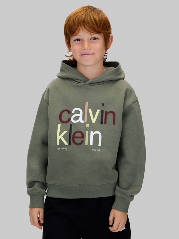 Felpa con cappuccio e logo multicolor