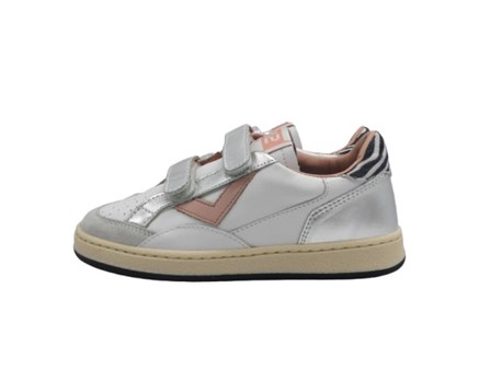 Sneaker in pelle laminata con doppio velcro