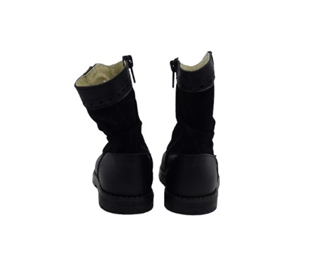 Stivaletto in pelle e velluto con zip