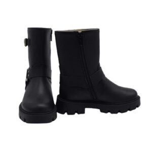Stivale in pelle con anello laterale e zip