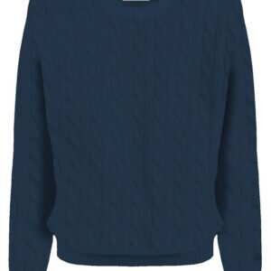 Maglione con trecce e ricamo logo sulla manica