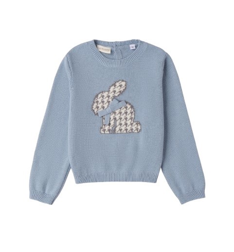 Maglione con coniglietto pied de poule