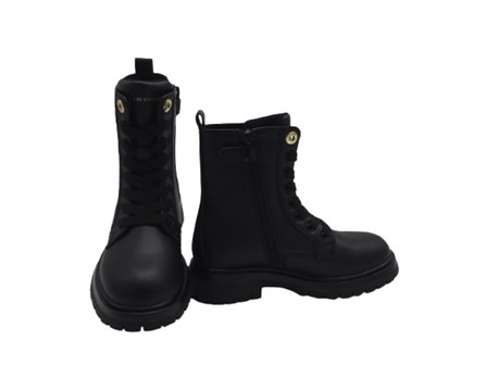 Anfibio in eco pelle con logo lacci e zip