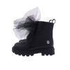 Anfibio in pelle con lacci in tulle e zip