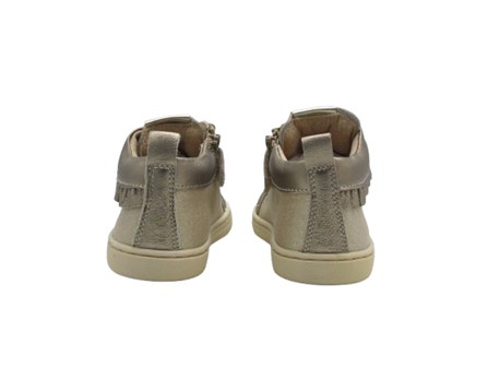 Sneaker primo passo in pelle laminata e micro glitter