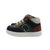 Sneaker primo passo in pelle e camoscio con lacci e zip