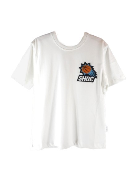 T-shirt mezza manica con applicazione effetto spugna