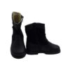 Stivaletto in pelle e velluto con zip