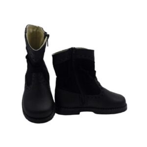 Stivaletto in pelle e velluto con zip
