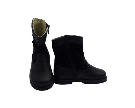 Stivaletto in pelle e velluto con zip