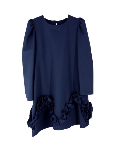 Vestito con rouches al fondo