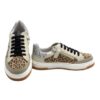 Sneaker in pelle e glitter con lacci e zip