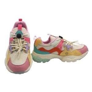 Sneaker in tessuto tecnico ed eco pelle con lacci elastici