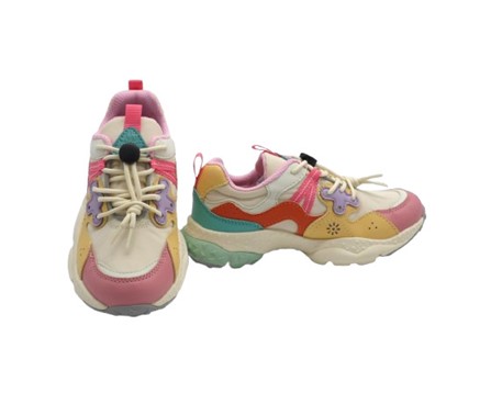 Sneaker in tessuto tecnico ed eco pelle con lacci elastici