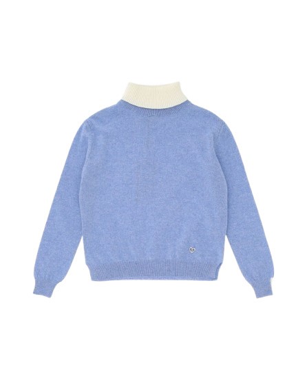 Maglione dolcevita con collo a contrasto