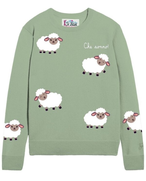 Maglione con ricamo pecorelle che sonno