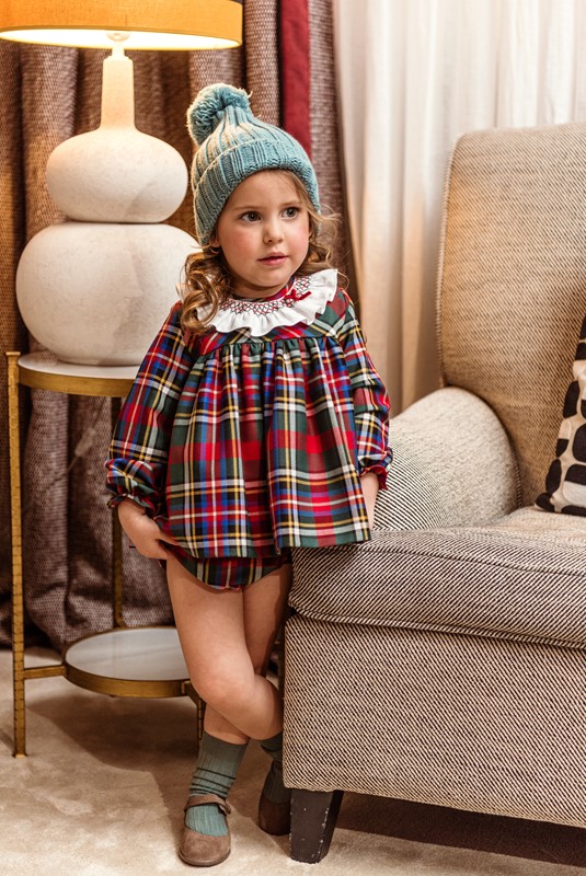 Vestito a quadri con colletto e coulotte