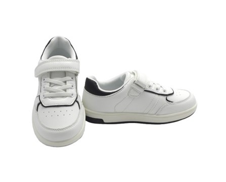 Sneaker in eco pelle con velcro e lacci